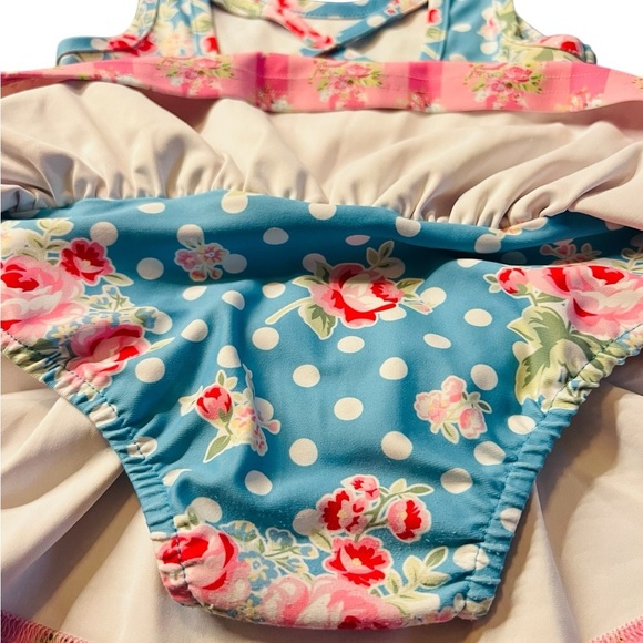 Olive Mae Baby Girl Floral Blue and Pink Swimsuit Size 18 Months - Picture 7 of 7